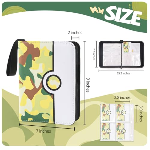 Collectible Trading Card Binder, 400 Pockets Card Holder with 50 Removable Sleeves, Portable Collection Binder Album Book Case Storage, Zipper Card Protective Sleeves for TCG, Sports Card - color: First Opportunity Camo