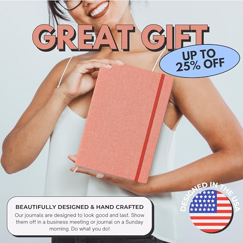 Portage Blank Hardcover Aesthetic Notebook Writing Journal – Bleed-Proof Paper Notepad for Journaling, High GSM, A5 Notebook, Cream Pages - Salmon, 6 x 8.5 Inches, 224 Pages - color: Salmon, size: Blank Pages