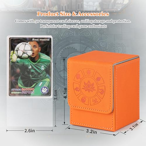 Arkeiliy MTG Deck Box 110+ Storage Sleeved Cards for Magic Commander - color: Orange III