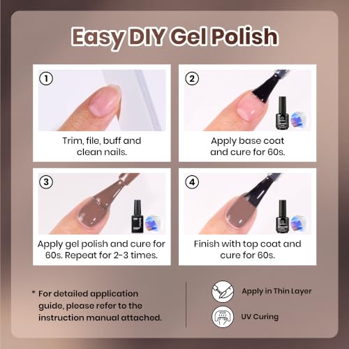 Beetles Neutral Gel Polish Set, 6 Neutral Brown Colors Gel - color: C - Creme | Caramel Cappuccino