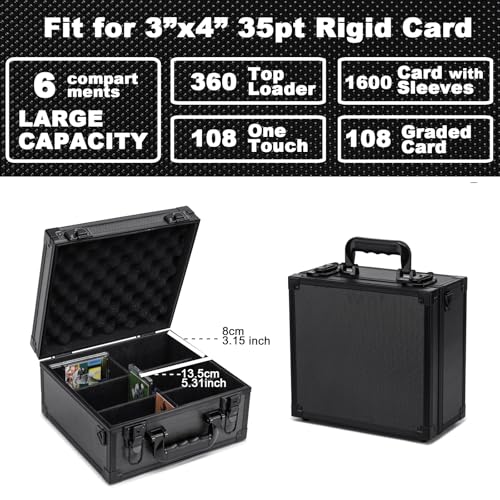Collectable Trading Card Cases, Toploaders Storage Box, Magnetic Card Storage Hard Cabinet, Graded Card Storage Case, Sports & Trading Collector Storage Box (black) - color: Black, size: Medium
