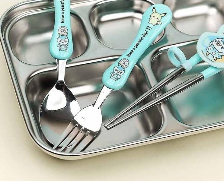 Cute Fork, Spoon, and Chopsticks Flatware Set with Case, Stainless Steel (Mint) - color: Mint