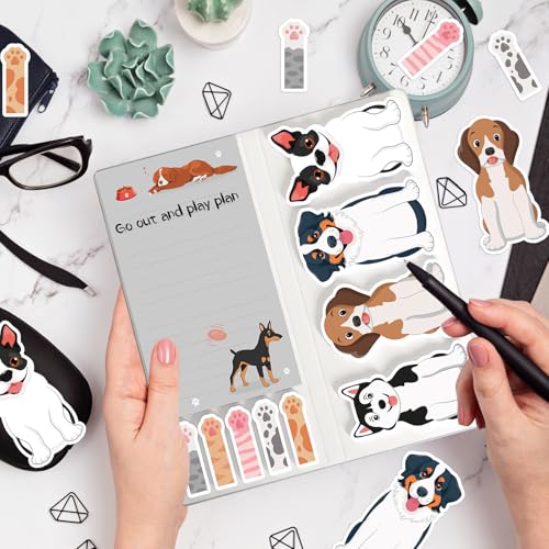 Dog Sticky Notes Set, 420 Sheets Cute Cartoon Animal Dogs Self-Stick Notes Pads Dogs Themed Memo Pads Dog Paw Page Markers Sticky Index Tabs for Home Office School Supplies - style: Dog