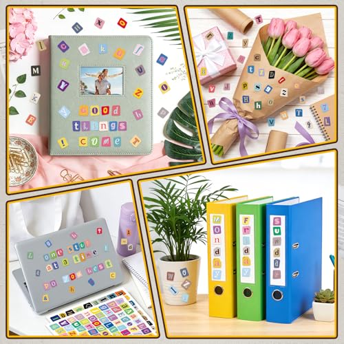 828PCS Letter Stickers for Scrapbooking,12Sheets Magazine Alphabet Stickers