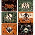 Halloween Plastic Placemats Set of 6 Black Gothic Bat Mat 17×13×0.04 in - style: Halloween Gothic Bat