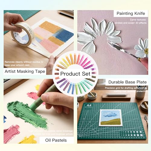 rubens 57 PCS Macaron Soft Oil Pastels Kit for Beginner Drawing - color: 24 Macaron Colors Set