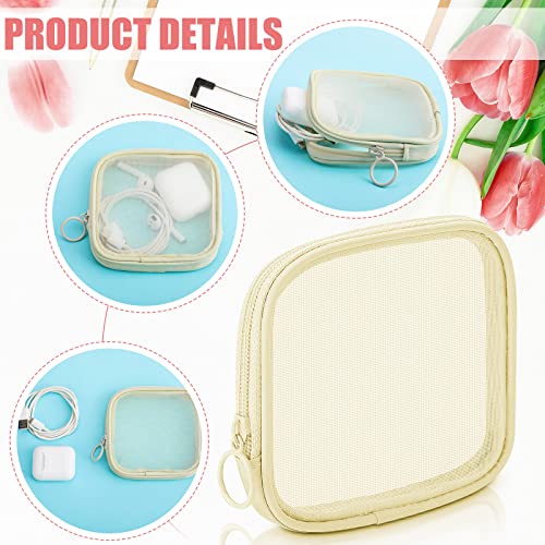 Weewooday 4Pcs Mesh Makeup Bag, Beige, Small, Classic - color: Beige, size: Small, style: Classic