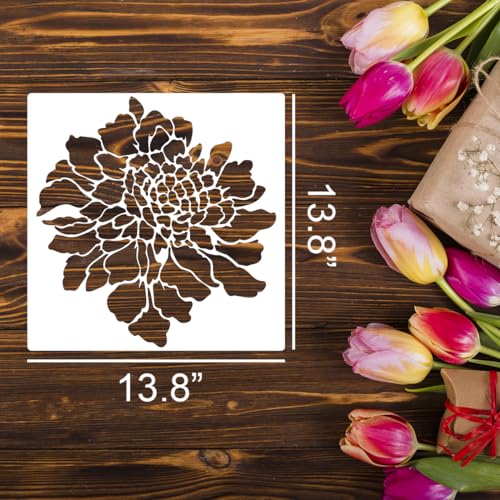Large Flower Stencils for Walls 14inch Floral Stencils for Wood Fence - style: Flowers