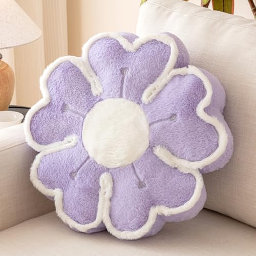 Flower Shaped Decorative Throw Pillow Cushion for Bed Couch, Cute Flower Plush Throw Pillows Home Decor Floor Pillow Seating Cushions (Lavender Purple, 13.7 Inches) - color: Lavender Purple, size: 13.7 Inches