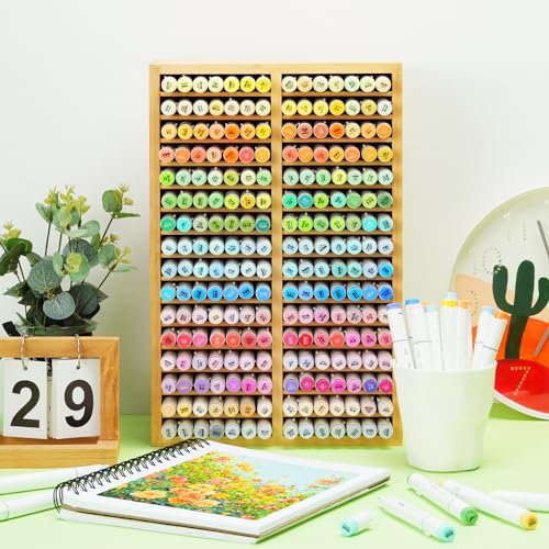 Ohuhu Bamboo Marker Organizer Hold 224 Markers for Honolulu Oahu Series - style: Right Angle Hold 224 Markers