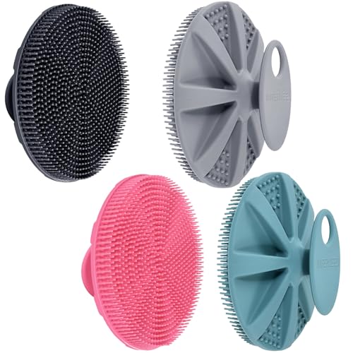 Food-Grade Silicone Body Scrubber with Exfoliating Net Sponge Case, 4pcs - color: (Set5) 4mix