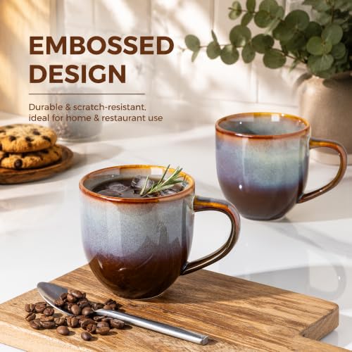 theterra Ceramic Coffee Mugs Set of 6, 12 oz Coffee Cups with Handle - color: Dusk Blue, size: 12 OZ (Set of 6)