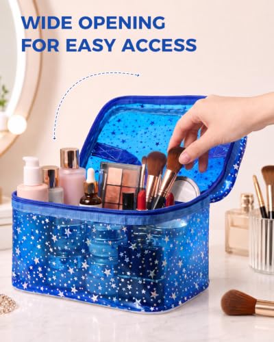 Star Clear Makeup Bag, Waterproof Travel Cosmetic Bag Toiletry bag,DarkBlue - color: Dark Blue