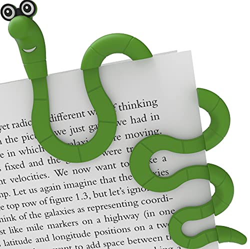 Funny Bookworm Clip Bookmarks for Kids - Green - color: Green