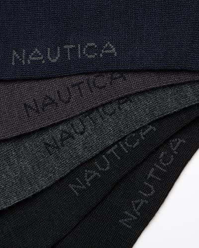 Nautica Mens Dress Socks Comfort Stretch Business Formal Crew Socks 10 Pack - color: Black/Grey Assorted