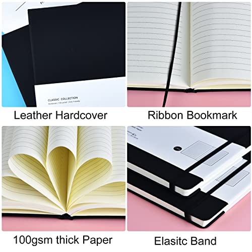 Coopay 2 Pack B5 Journal Notebooks Classic College Ruled Notebooks Hardcover Lined Journals for Office Home School Business Writing Note Taking, 10.2 x 7.5 inch, 100GSM Thick Paper, 160 Pages (Black) - color: Black
