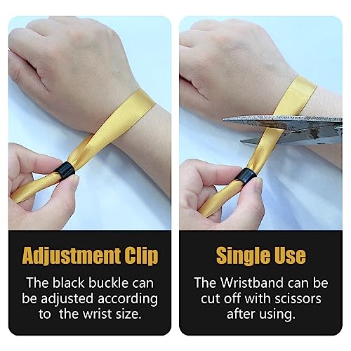 100 Pcs Cloth Wristbands, Disposable Wristbands for Events(Gold) - color: GOLD