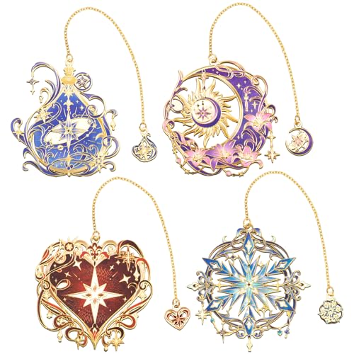 4 Pieces Metal Starry Sky Series Bookmark, Perfect for Women Readers (BKM-065-F4) - color: Starry Sky Series