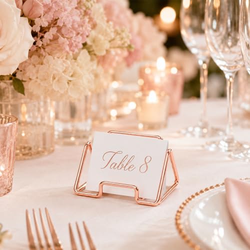 Business Card Holder for Desk, Rose Gold Card Display Stand - color: rose gold