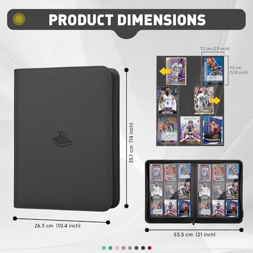 Trading Card Binder 9 Pocket, 360 Pockets Card Collection Binder - color: Black