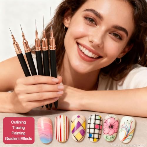 Artdone Nail Striping Tape Lines Kit With Nail Art Pens Liner Brushes