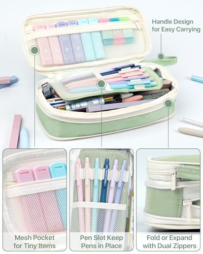 Four Candies 56PCS School Supplies with Pencil Case, Stationery Set, Green - color: Green