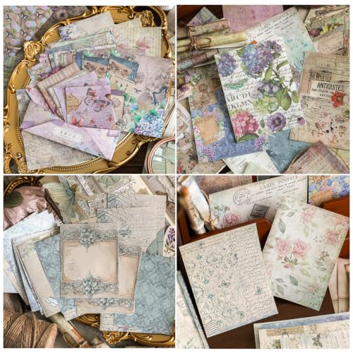 400 Sheets Medieval Vintage Scrapbook Paper - 4 Themes Old Letter Ephemera, 3 Sizes Single Sided Cottagecore Boho Decorative Paper for Junk Journal, Card Making, DIY Crafts - color: Multicolor 19