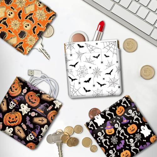 Peacoblue Halloween Elements Coin Purse,PU Leather Squeeze Pouch 4PCS - style: Halloween Elements