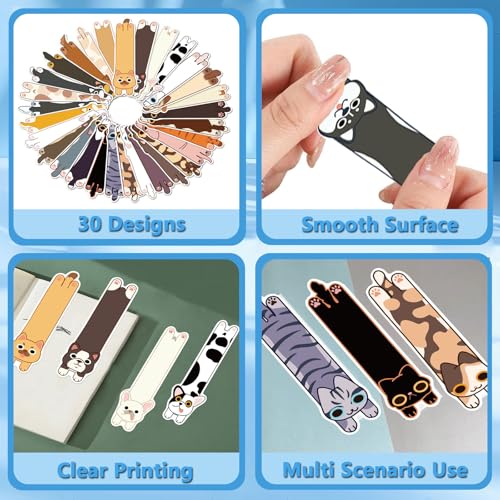 30 Pcs Cat Dog Bookmarks Cute Cats Dogs Theme Paper Bookmarks for Adult Cats Dogs Book Markers for Students Teachers School Home Office Reading Book Lovers,30 Styles