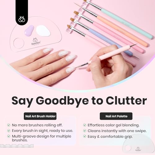 Beetles Nail Art Brushes Set,7Pcs Nail Art Tools Fingernail Art Design Pens - color: D-Multicolor-7