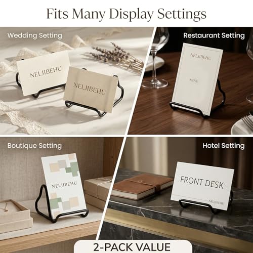 2 Pcs Cute Black Metal Heart Business Card Holder for Desk - color: black