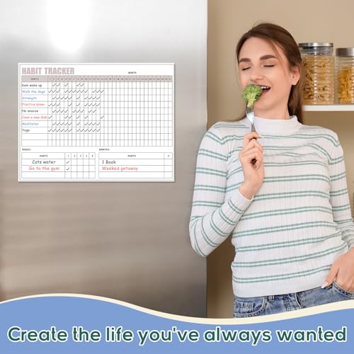 Maitys Habit Tracker 12x16" Magnetic Dry Erase Board with Markers Eraser