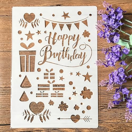 TIAMECH A4 Reusable Happy Birthday Stencil for Painting - style: Happy Birthday Party