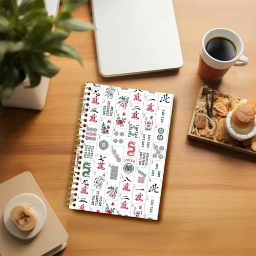 Mahjong Accessories Notebook, Mahjong Gifts for Women Journal, Gifts for Mahjong Players Journal, Mahjong Hardcover Spiral Notebooks 5.5x8.3 Inch - color: Section 1