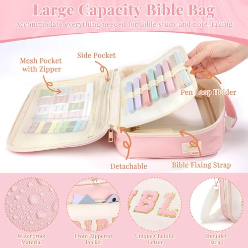 Flasoo All-in-One Bible Journaling Kit, Bible Study Supplies Include Bible Cover Case, Journal Notebook, Highlighters, Pens, Bible Verse Stickers, Tabs, Bookmarks for Christian Gift for Women