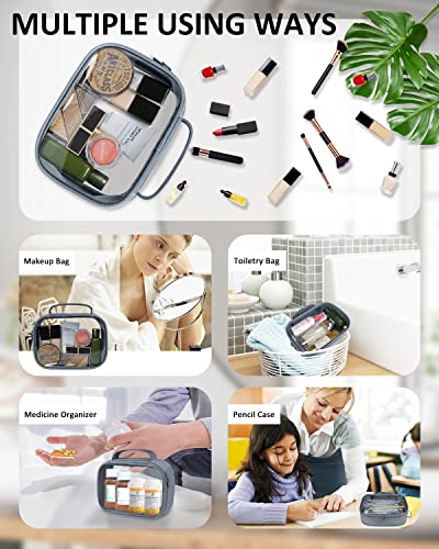 Moyad TSA Approved Toiletry Bag Clear Quart Size Travel Bags Makeup Bag - color: Grey, size: 3 Pack, Handle