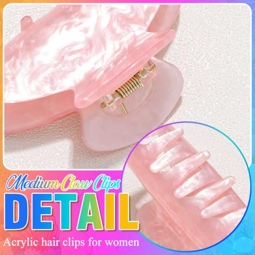 BARTOSI Acrylic Claw Clips Pink Hair Clips Medium Hair Claw Clip Cute Hair Accessories for Women and Girls (Pack of 2) - color: Set 1