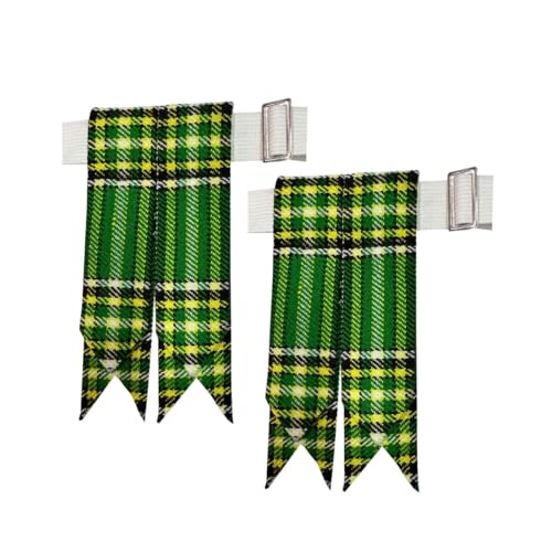 Men's Men's Tartans Kilt Flashes with Heavy Buckle Elastic Adjusters Fit - color: Irish Green