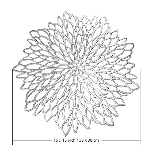 15 Inch Silver Round Placemats for Dinner Table Set of 6 - color: A1/Silver