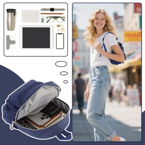 AOTIAN Mini Backpack for Women, Lightweight Sturdy Nylon Small Daypack - color: Mini Deep Blue