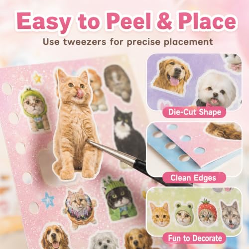 1000+Cat Sticker Book Kawaii Heisei Retro Stickers for Journaling Y2k Cute Scrapbook Stickers - color: Star Cat