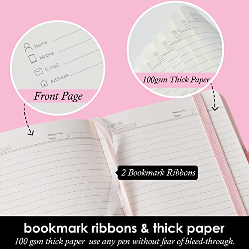 NIRMIRO Small Notebook with Pen, 3 Pack Pocket Size Pink Journal Notebooks Bulk for Women Work Writing Note Taking, Small Lined Notepad for School - color: 3 Pink, size: A6