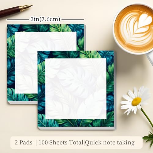 Sticky Notes 3x3 Inches, Cute Self-Stick Note Pads, Funny Memo Pads, Easy to Post Sticky Notes for Office, Home & Notebook Cute Green Leaf - color: Cute Green Leaf