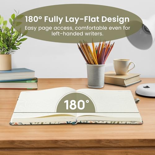 Taja Pretty Lined Journal for Women, Aesthetic Hardcover Leather Journal - color: E-Herbs, style: A-Lined