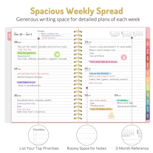 Forvencer 2027 Planner Weekly & Monthly, Flexible Cover Calendar Planner A5 - color: Pink, size: 6.3"x8.4" (Jan 2027 - Dec 2027)