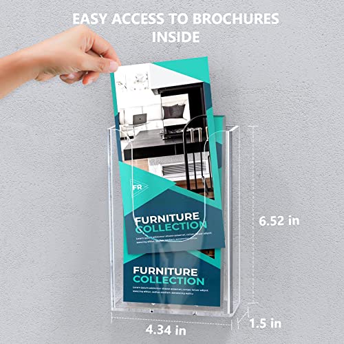 MaxGear Acrylic Brochure Holder Wall Mount, 4 Inch Wide, 3 Pack - size: 4"x9"