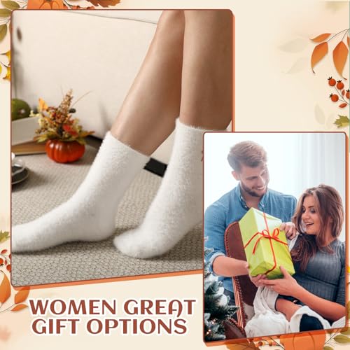 Geyoga 5 Pairs Fuzzy Bow Socks for Women Fluffy Slipper Gift - color: Orange