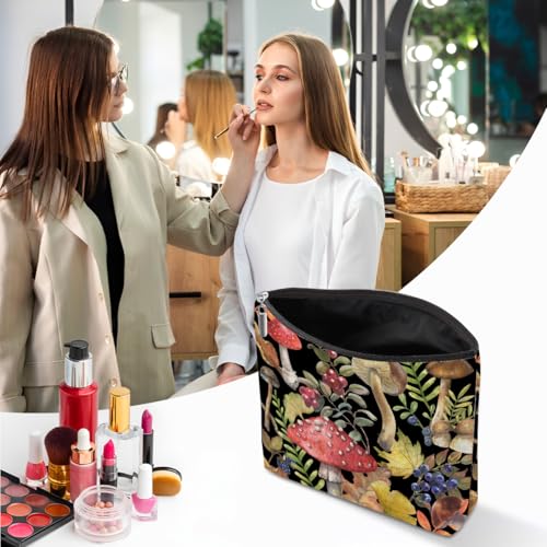 Retro Mushroom Makeup Bag, Mushroom Gifts Cosmetic Bag Mushrooms Stuff - color: Multicolor 0140