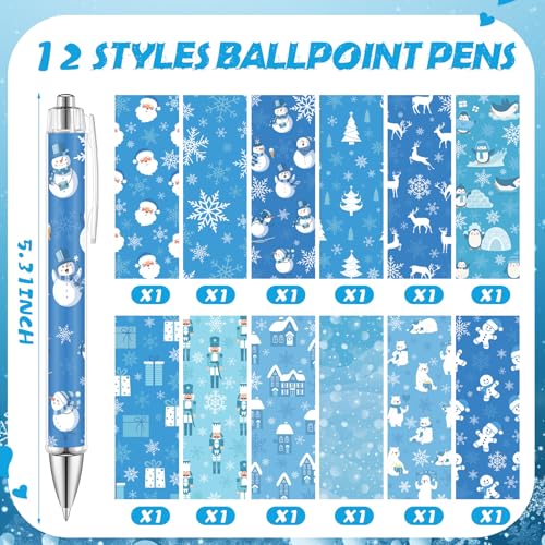 Dispowreath 24 Pcs Winter Sticky Notes with Pens Blue Snowflake Themed Gift - style: Blue Xmas
