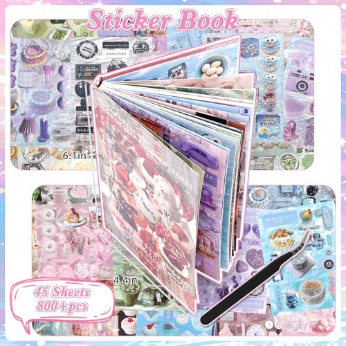 800Pcs Japanese Sticker Book for Journaling Adult, Cute Scrapbook Stickers - style: Dd 45 Sheet Memory